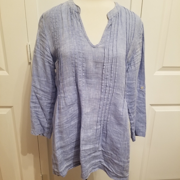 Linen blue Top size M - Picture 2 of 5